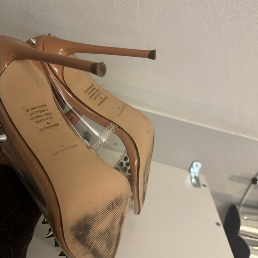 Steve Madden Metallic and Nude Studded Heels - Picture 5 of 6
